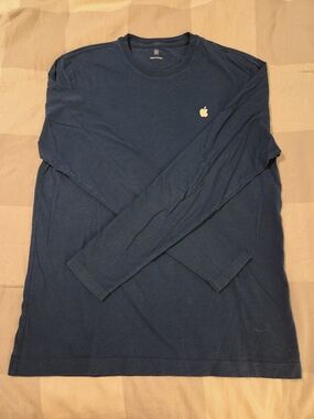 Apple Med Long-Sleeve Crewneck Shirt in Dark Teal with White Logo